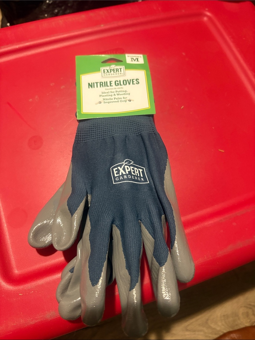 Men's Navy and Gray Nitrile Gloves - M